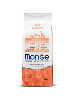 Корм Monge (Монж) для щенков и молодых собак всех пород с лососем 12 кг