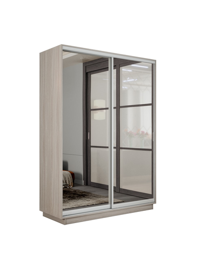 Экспресс шкаф-купе 2-х дверный (Зеркало) 1,6х2,4м Белый, Анкор светлый, Сонома, Ясень шимо светлый, Крафт табачный, Серый диамант, Бетон, Венге, Кашемир (модификация 5)