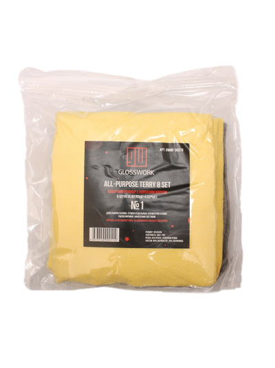All-Purpose Terry 8set Набор микрофибр желтого и серого цветов, 8шт, 35х35 см, 300гм2. GWMF-302/8