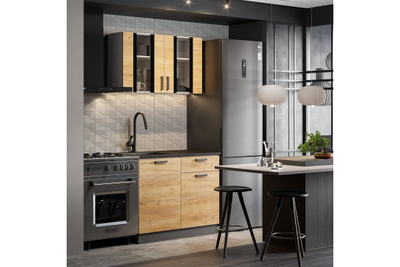 Кухонный гарнитур "Абрау" (1,0м) Белый, Дуб Золотой