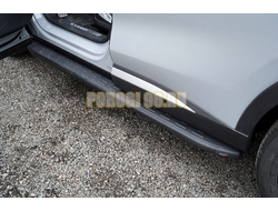Пороги алюминиевые с пластиковой накладкой (карбон черные) 1820 мм ТСС для Exeed RX 2.0L 4WD 2023-