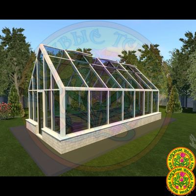 Зимняя Теплица Дональд II в классическом английском стиле с двускатной крышей размером 8х4 метра