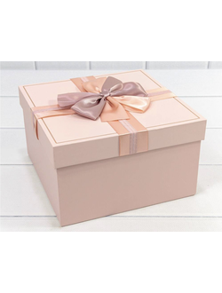 Коробка подарочная с бантом (персиковая), 17*17*9,3см