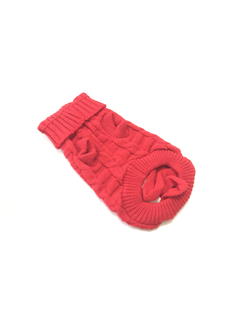 Свитер для собаки косичка красный1