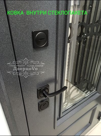 ВИЛЛАДЖ/ С КОВКОЙ ВНУТРИ СТЕКЛОПАКЕТА/ ГРАФИТ БУКЛЕ/ МРАМОР НАТУРАЛЬНЫЙ