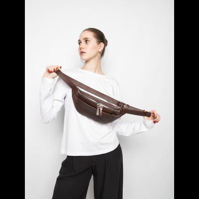 Кожаная поясная сумка Atessa Premium brown (арт. 
7009-53)