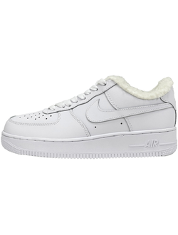 Nike Air Force 1 Low All White с мехом