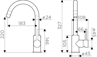 СМЕСИТЕЛЬ OMOIKIRI SHINAGAWA GB (4994364) ГРАФИТ