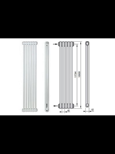 Стальной трубчатый радиатор Rifar Tubog 2180 6 секций Титан боковое подключение (серый RAL7012)