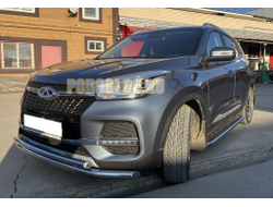 Пороги с накладным листом d53 для Chery Tiggo 4 рестайлинг (2018-2024)