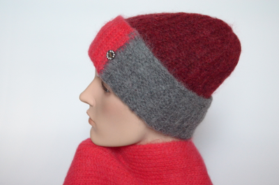 Разноцветная шапка с отворотом и шарф Италия Визио