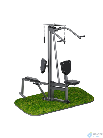 Вертикальная тяга + разгибание ног + тяга