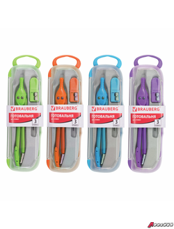 Готовальня BRAUBERG «Modern», 3 предмета: циркуль 135 мм, точилка, грифель, пенал с подвесом. 210663