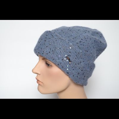 Голубая женская шапка с отворотом Vizio Италия 6917 CRY