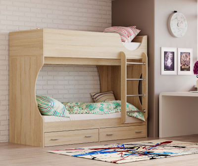 Кровать двухъярусная Д2 Дуб сонома (Олмеко)