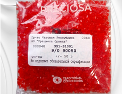 Бисер чешский preciosa рубка 9/0, красная прозрачная (90050), 50 грамм
