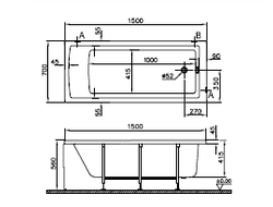 Ванна прямоугольная Neon 150X70 см, 52510001000