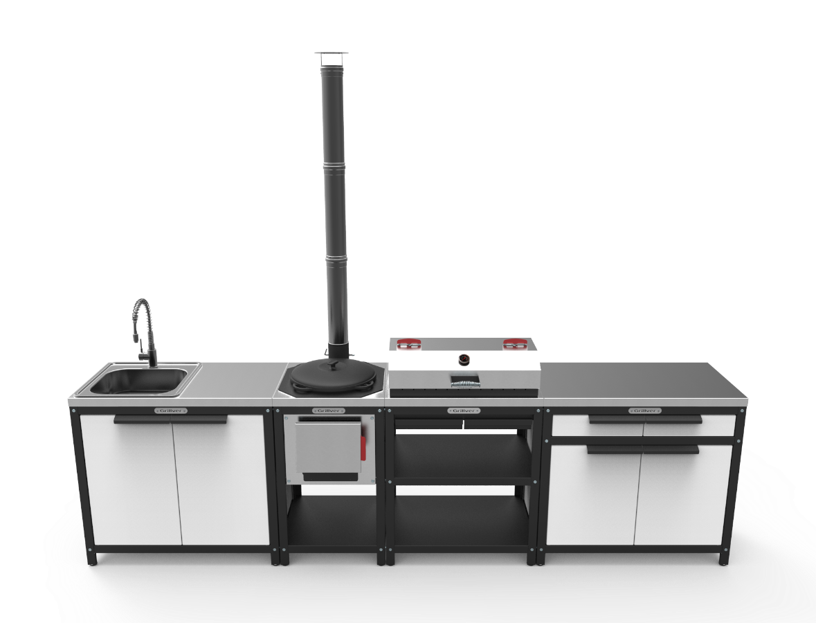 Вариант комплекта мебели летней кухни с мойкой