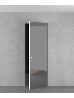 Дверь межкомнатная скрытая INS 4 Secret зеркало AL кромка черная (комплект) 42 мм