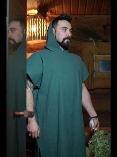 Туника банщика с капюшоном из крапивы "Дар Добра»