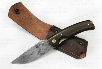 Складной нож из стали D2 «Аляска» с травлением рукоять из ценных пород древесины