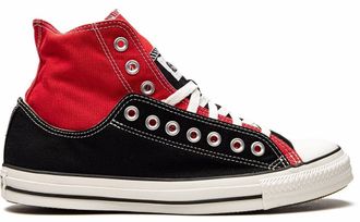 Black and red discount converse high tops