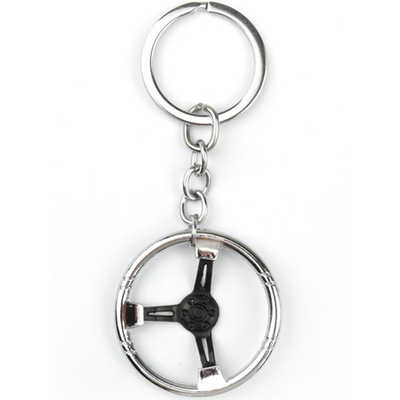 Брелок «РУЛЬ», металл, хром/чёрный