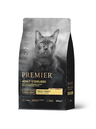 PREMIER (Премьер) сухой корм для стерилизованных кошек, Индейка 400 г
