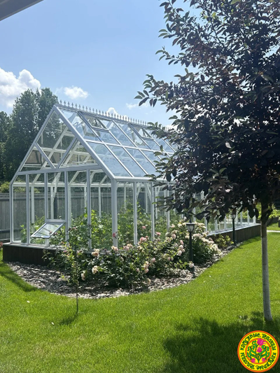 Базовая комплектация теплицы из стекла и алюминия БРИСТОЛЬ размером 8000 х 4000 мм