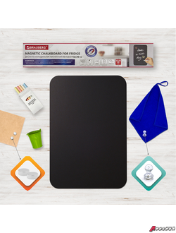 Доска на холодильник магнитно-меловая 42×30 см с мелками, магнитом и салфеткой, BRAUBERG. 237844