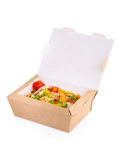 Коробка для фаст-фуда 600мл (крафт/бел)