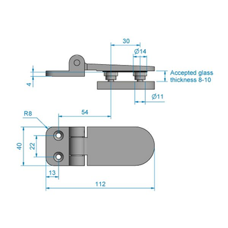 Петля для душевых кабинок Roca RG-986 860695 112 x 40 мм стена - стекло 9516003850