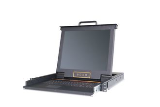 Выдвижная LCD KVM консоль с монитором Kinan 17&quot;, PS/2, USB, Клавиатура Ultra-Slim, Тачпад, TFT-дисплей, 1 порт DVI, разрешение до 1280x1024 75Hz, локальная (без удаленного доступа через интернет) (LD2701)