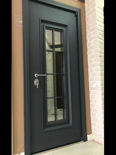 VENMAR (ВЕНМАР). НЕАПОЛЬ 100 мм/ СТАЛЬ 1,8 мм/ С КОВКОЙ ВНУТРИ СТЕКЛОПАКЕТА, МУАР СЕРЫЙ Ral 7016/ БЕЛЫЙ СОФТ