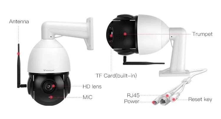 VStarcam C8866Q-х18 уличная поворотная WiFi/LAN видеокамера с DVR. Full  HD 4 Мп (zoom 18) до - 25 г