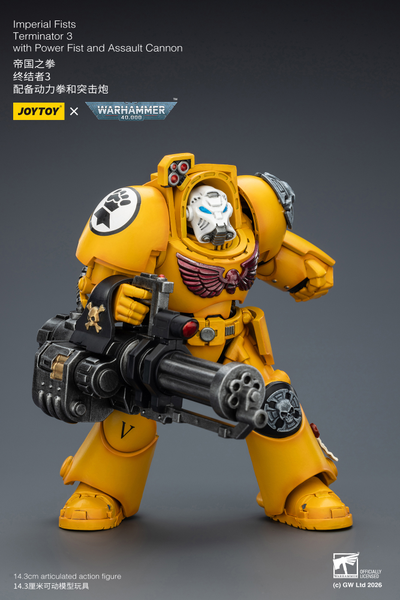 Терминатор Имперских Кулаков (Warhammer 40K) - КОЛЛЕКЦИОННАЯ ФИГУРКА 1/18 Imperial Fists Terminator with Power Fist and Assault Cannon (JT03172) - JOYTOY