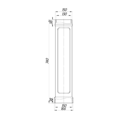 Стартовый чугунный дымоход D130/150 L740 черный