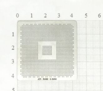 Трафарет BGA для реболлинга чипов компьютера ATI R480 0,6мм