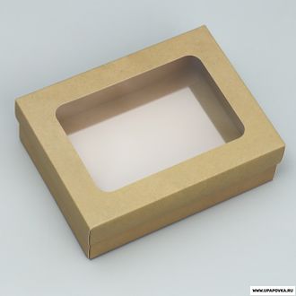 Коробка подарочная с окном крафт крышка-дно 16,5 x 12,5 x 5 см
