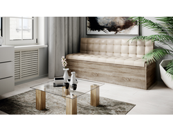 Скамья прямая «Форест» Дуб Сонома трюфель/Кожзам бежевый