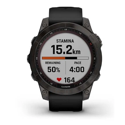 Умные часы Garmin Fenix 7 Sapphire Solar титановый серый DLC с черным ремешком