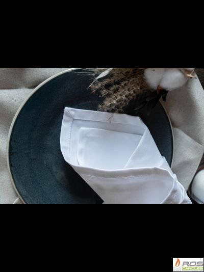 Текстильная салфетка для ресторана 45*45см, белая, евроуголок, без рисунка