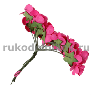 бумажные цветы "Роза", цвет-фуксия, 20х80 мм, 12 шт/уп