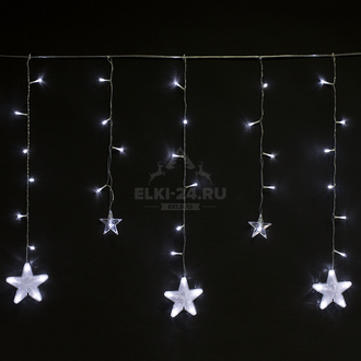 Гирлянда светодиодная бахрома "Звезды" 3х0,6 м белый холодный свет