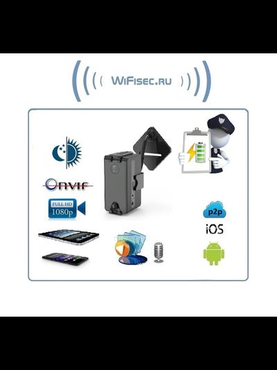 Комнатная беспроводная WiFi видеокамера на аккумуляторе с DVR с кронштейном, Full HD (до 90 дней)  (CamSC Pro)