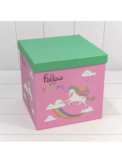 Коробка подарочная куб "Единорог", 8,5*8,5*8,5см