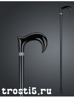 Чёрная классическая трость из бука с идеальным глянцевым покрытием