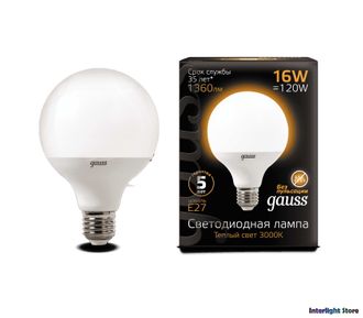 Gauss LED G95 16w 830/840 E27