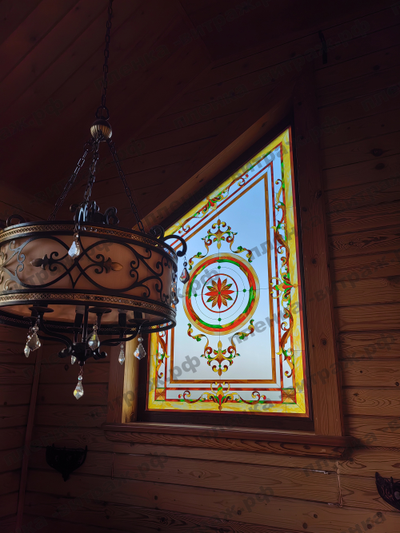 Витражная пленка, витражная пленка самоклеющаяся под заказ,пленочный витраж с классическим рисунком