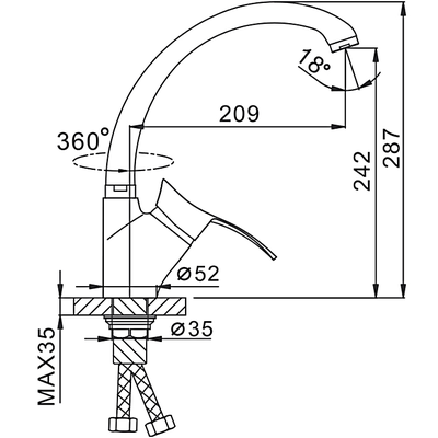 Смеситель однорычажный для кухни FRAP H01 F4101-2